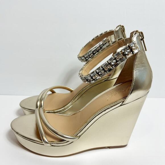 JEWEL BADGLEY MISCHKA KATHLEEN ANKLE STRAP WEDGE SANDAL SIZE 8.5 NEW - Picture 3 of 7